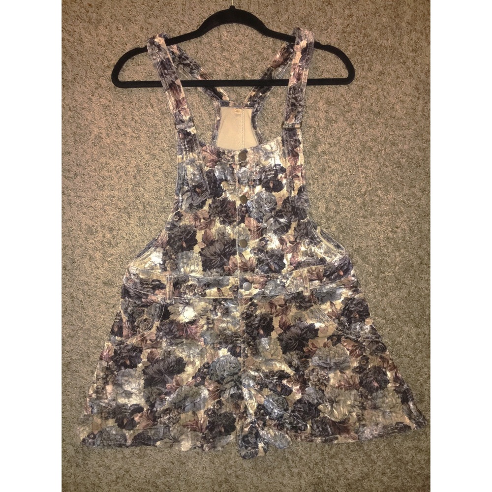 Free People Brown Floral Overall Romper